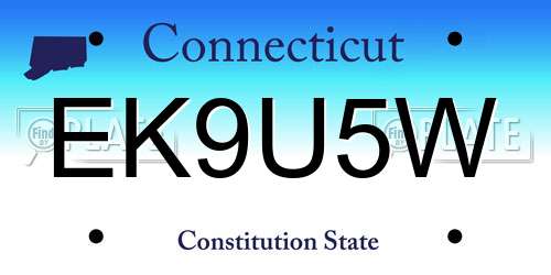 EK9U5W Connecticut License Plate