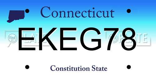 EKEG78 Connecticut License Plate
