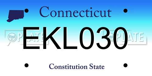 EKL030 Connecticut License Plate