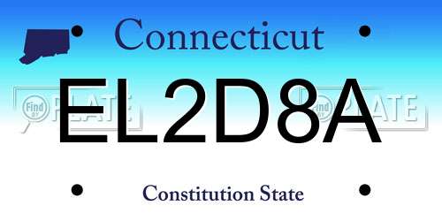 EL2D8A Connecticut License Plate
