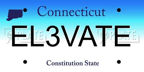 EL3VATE Connecticut License Plate