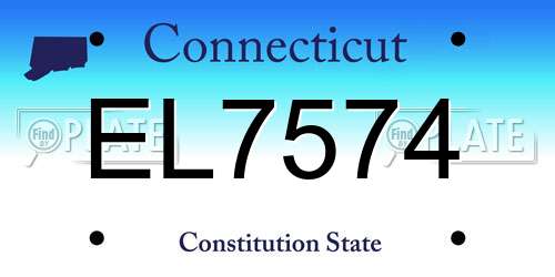 EL7574 Connecticut License Plate