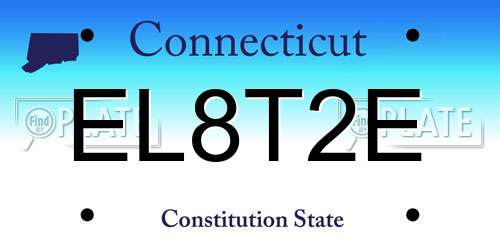 EL8T2E Connecticut License Plate