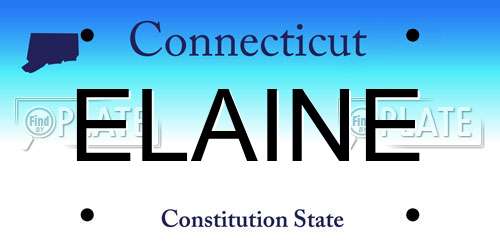 ELAINE Connecticut License Plate