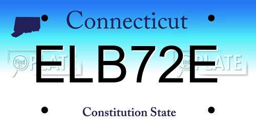 ELB72E Connecticut License Plate