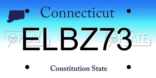ELBZ73 Connecticut License Plate