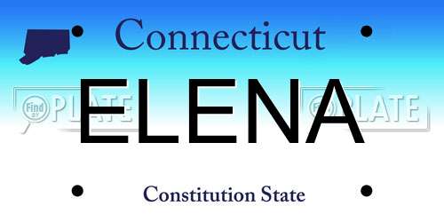 ELENA Connecticut License Plate