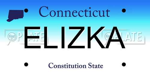 ELIZKA Connecticut License Plate