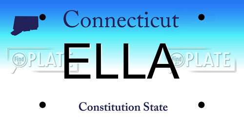 ELLA Connecticut License Plate