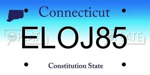 ELOJ85 Connecticut License Plate