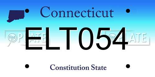 ELT054 Connecticut License Plate