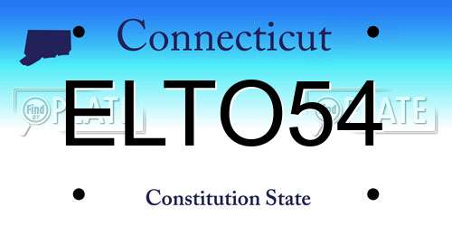 ELTO54 Connecticut License Plate