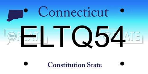ELTQ54 Connecticut License Plate