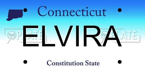 ELVIRA Connecticut License Plate