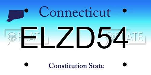 ELZD54 Connecticut License Plate