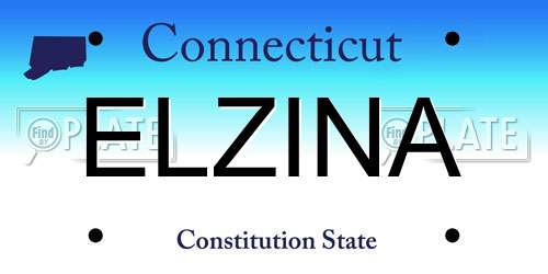 ELZINA Connecticut License Plate