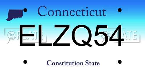 ELZQ54 Connecticut License Plate