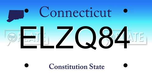 ELZQ84 Connecticut License Plate