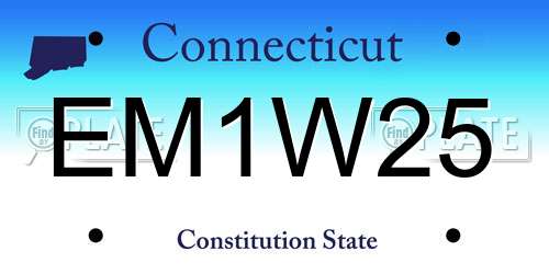 EM1W25 Connecticut License Plate