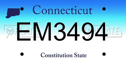EM3494 Connecticut License Plate