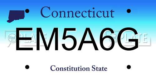 EM5A6G Connecticut License Plate