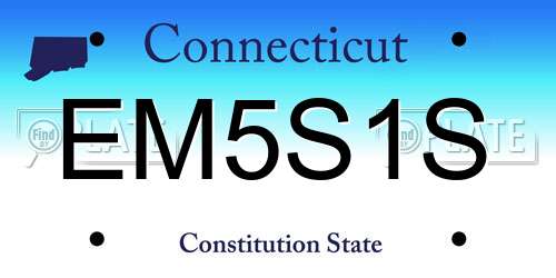 EM5S1S Connecticut License Plate