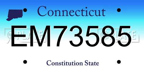 EM73585 Connecticut License Plate