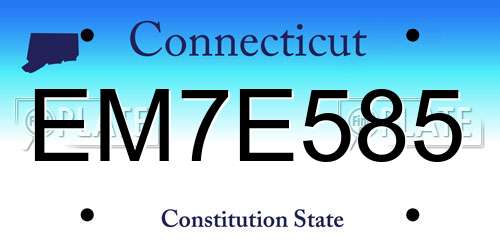 EM7E585 Connecticut License Plate