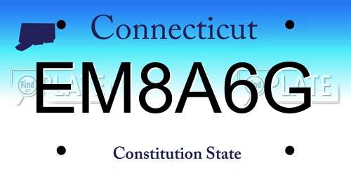 EM8A6G Connecticut License Plate