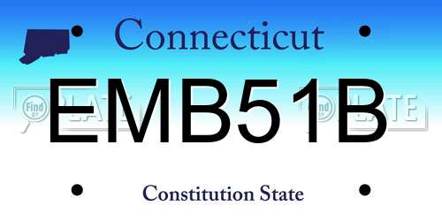 EMB51B Connecticut License Plate