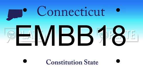 EMBB18 Connecticut License Plate