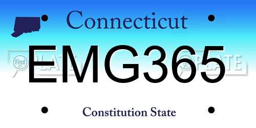 EMG365 Connecticut License Plate