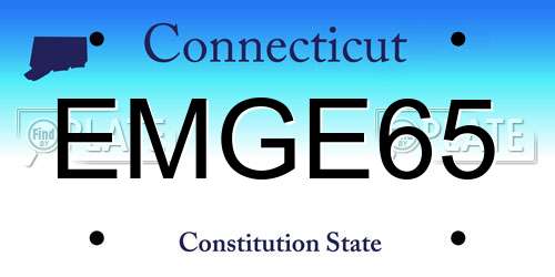 EMGE65 Connecticut License Plate