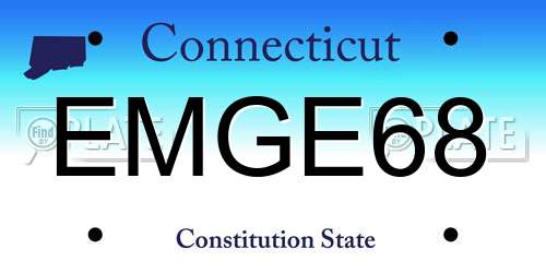 EMGE68 Connecticut License Plate