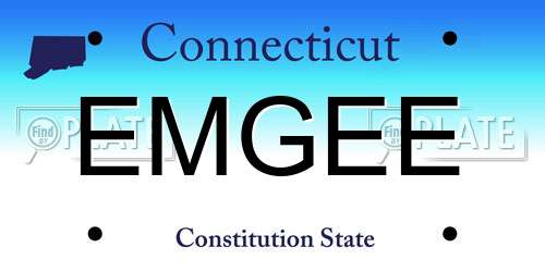 EMGEE Connecticut License Plate