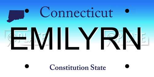 EMILYRN Connecticut License Plate