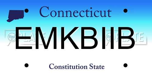 EMKBIIB Connecticut License Plate