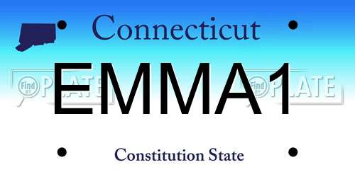 EMMA1 Connecticut License Plate