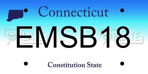 EMSB18 Connecticut License Plate
