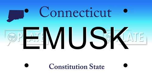 EMUSK Connecticut License Plate