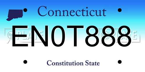 EN0T888 Connecticut License Plate