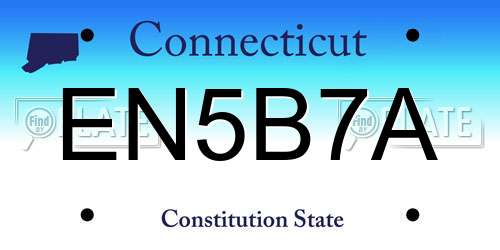 EN5B7A Connecticut License Plate