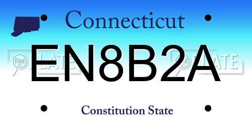 EN8B2A Connecticut License Plate