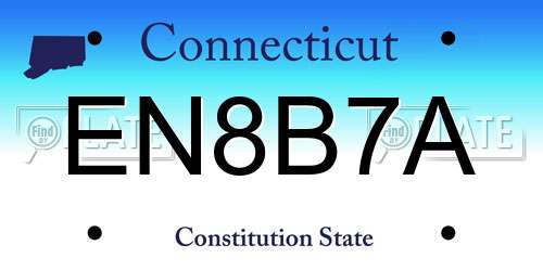 EN8B7A Connecticut License Plate