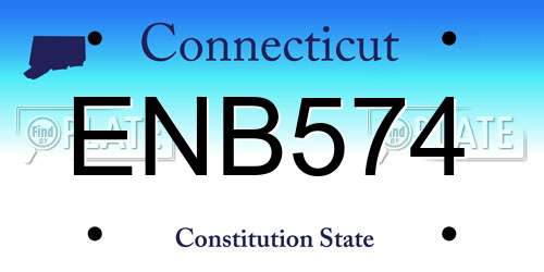 ENB574 Connecticut License Plate