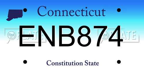 ENB874 Connecticut License Plate