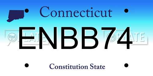 ENBB74 Connecticut License Plate