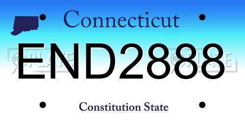 END2888 Connecticut License Plate