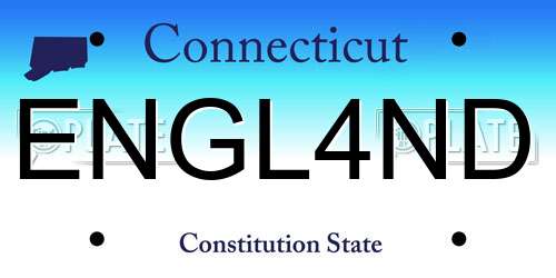 ENGL4ND Connecticut License Plate
