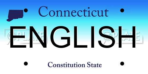 ENGLISH Connecticut License Plate